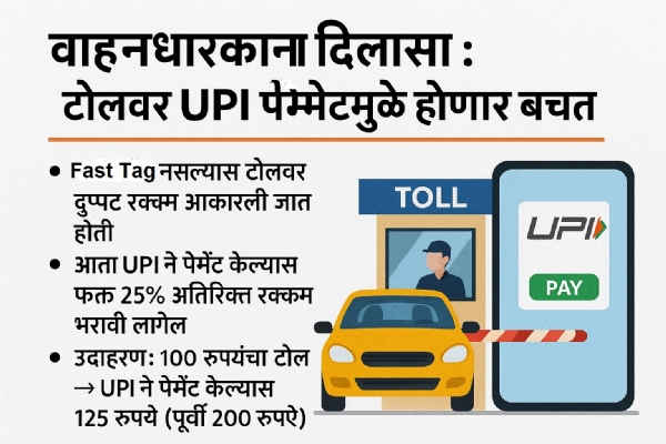 वाहनधारकांना दिलासा : टोलवर UPI पेमेंटमुळे होणार बचत