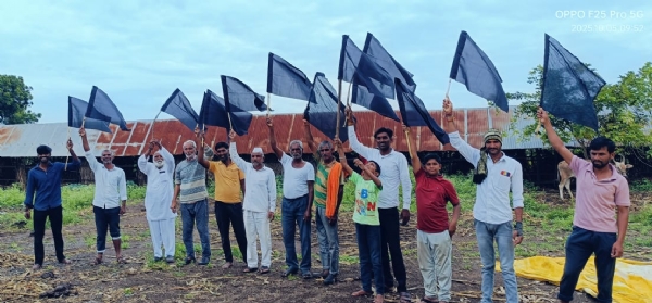 कर्जमाफी सह इतर मागण्यांसाठी शेतकऱ्यांचे घरावर काळे झेंडे आंदोलन जोरात