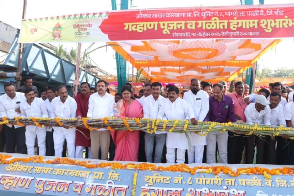 वैद्यनाथ साखर कारखान्याचा परिसरात बॉयलर अग्निप्रदिपण आणि गळीत हंगामाचा मोळी टाकून शुभारंभ