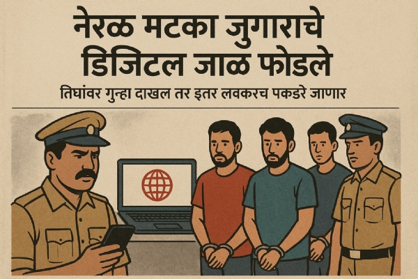 नेरळ मटका जुगाराचे डिजिटल जाळे फोडले — तिघांवर गुन्हा दाखल तर इतर लवकरच पकडले जाणार! नेरळ मटका जुगाराचे डिजिटल जाळे फोडले — तिघांवर गुन्हा दाखल तर इतर लवकरच पकडले जाणार!