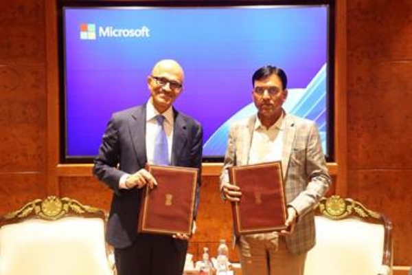 MoU signed Mansukh Mandaviya and Satya Nadella MoU signed Mansukh Mandaviya and Satya Nadella