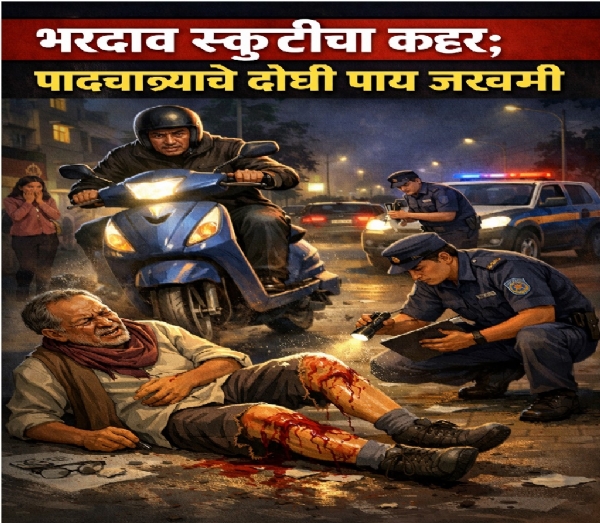 भरधाव स्कुटीचा कहर; पादचाऱ्याचे दोन्ही पाय जखमी