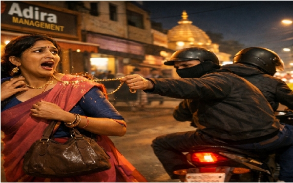 भरधाव मोटारसायकलवरून येत महिलेला लक्ष्य; खोपोलीत ६३ हजारांची लूट