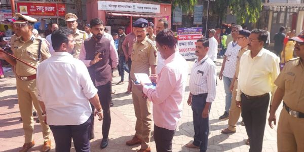कोल्हापूर - अंबाबाई मंदिर परिसराची सुरक्षा व सोयी-सुविधांबाबत पाहणी