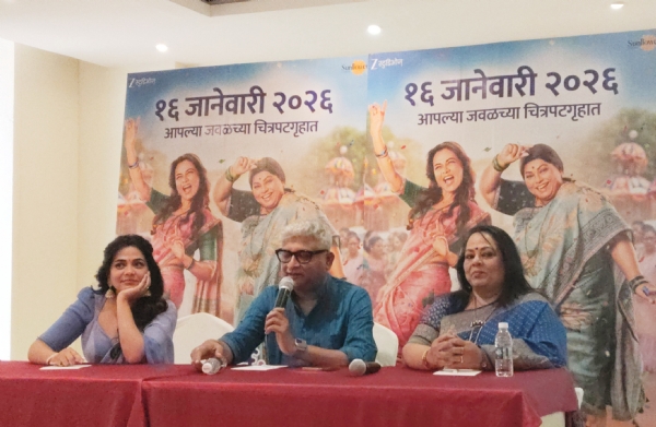 केदार शिंदे, निर्मिती सावंत, प्रार्थना बेहरे कोल्हापूरातील पत्रकार परिषदेत