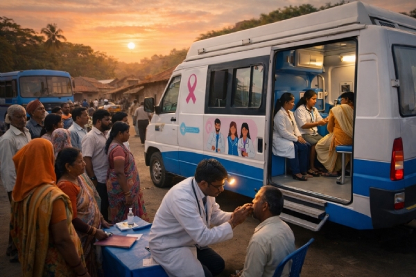 रायगडमध्ये मोफत कॅन्सर व्हॅन मोहीम  तपासणी;  १ ते ३१ जानेवारी