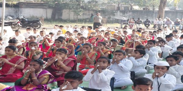 बिर्ला राममंदिरात ५०१ विद्यार्थ्यांच्या शंखनादाने परिसर झाला मंगलमय