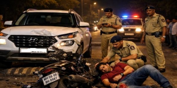 पेण येथे अतिवेगामुळे भीषण अपघात; दुचाकीस्वार गंभीर जखमी