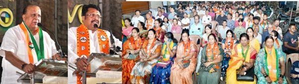 महायुतीच्या जाहीर सभेत बोलताना ना. मुश्रीफ