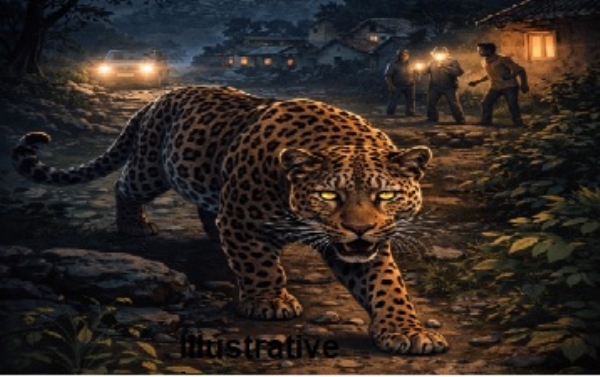 Leopard video goes viral on social media; fear spreads in Borghar area Leopard video goes viral on social media; fear spreads in Borghar area