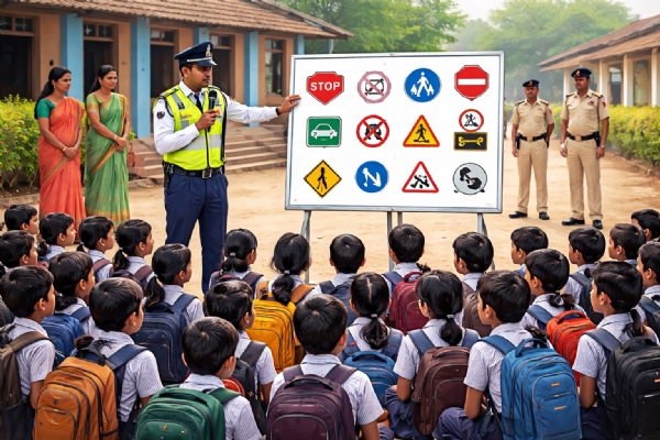 Traffic awareness program at Devichapada Zilla Parishad School