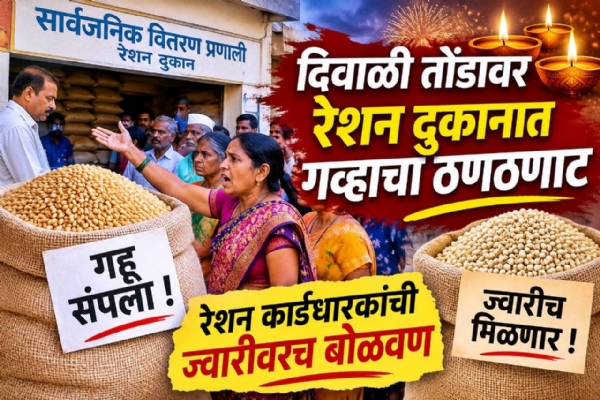 दिवाळी तोंडावर रेशन दुकानात गव्हाचा ठणठणाट