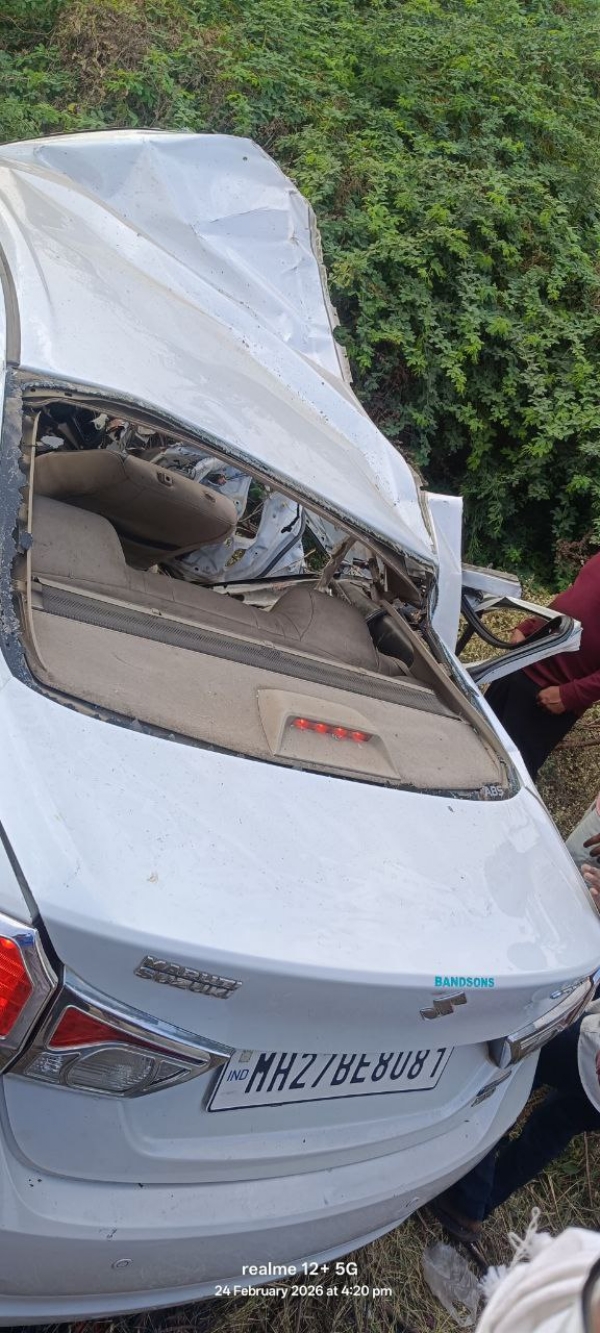 भंडारज फाट्यावर एसटी-कार भीषण अपघात; दोघांचा जागीच मृत्यू, दोघे जखमी