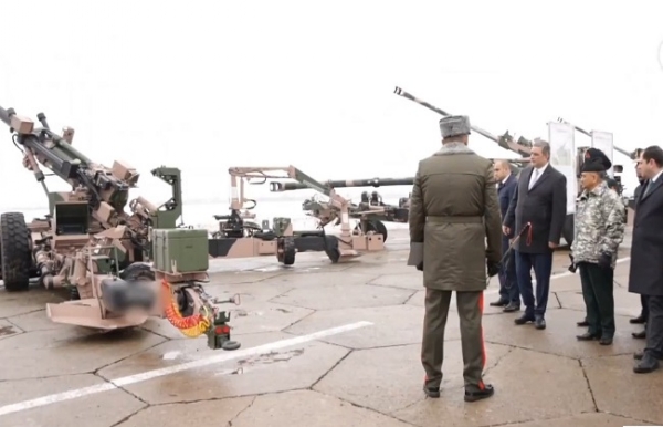 CDS General Chauhan inspecting weapons purchased from India  Armenia