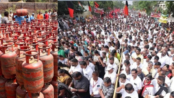 TN DMK ALLIANCE PROTEST LPG CYLINDER