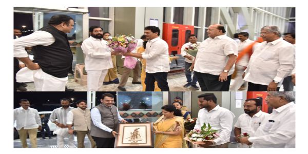 मुख्यमंत्री आणि उपमुख्यमंत्री शिंदे यांचे कोल्हापूर विमानतळावर स्वागत