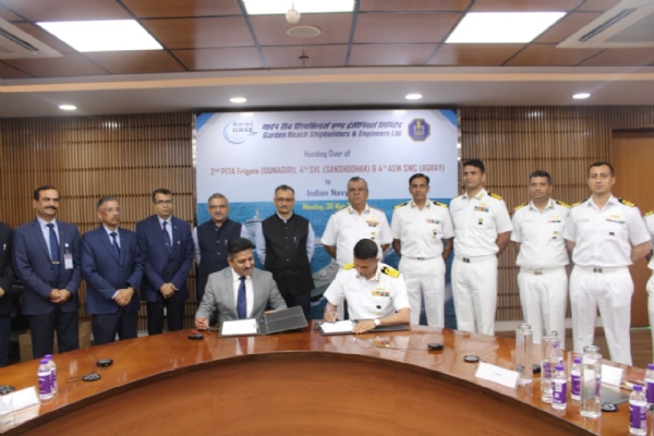 Stealth Frigate Warship Dunagiri Handed Over Indian Navy
