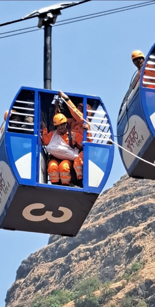NDRF conducts successful rope-way rescue mock drill at Raigad Fort