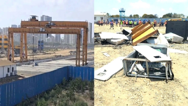 Two Workers Killed Crane Collapses Dahisar Bhayandar Link Road