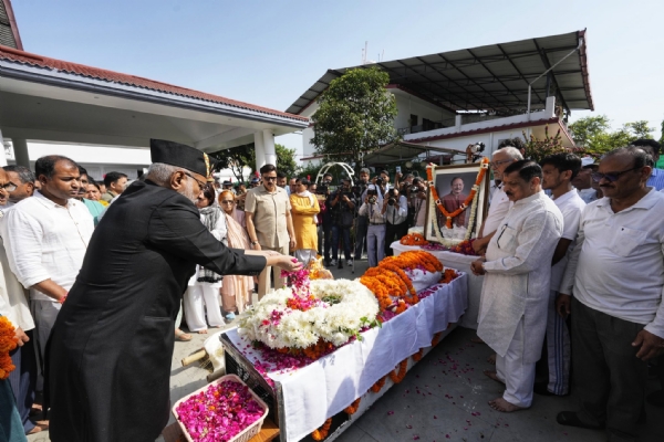VP CP Radhakrishnan Tribute FORMER CM Khanduri VP CP Radhakrishnan Tribute FORMER CM Khanduri