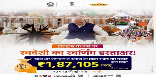 खादी आणि ग्रामोद्योग उत्पादनांची २०२५-२६ मध्ये १.८७ लाख कोटी रुपयांची विक्रमी विक्री