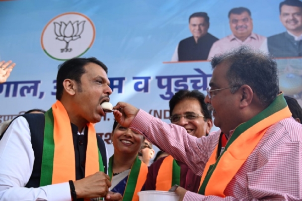 CM Devendra Fadnavis victory celebrations BJP State Office