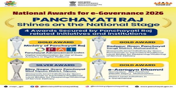 राष्ट्रीय ई-गव्हर्नन्स पुरस्कार 2026 मध्ये महाराष्ट्राला दोन सुवर्ण पुरस्कार