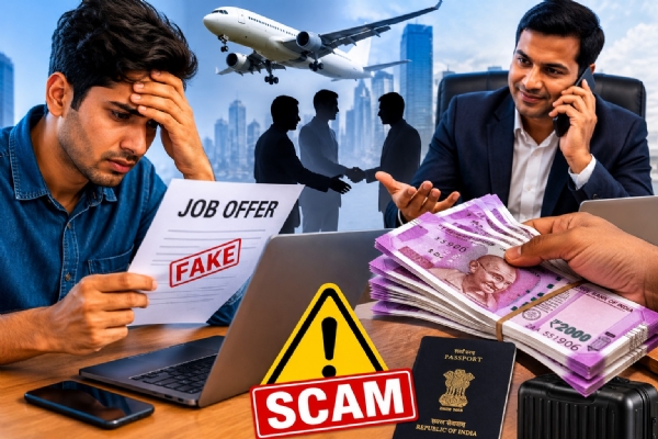 ## परदेशी नोकरीचे आमिष; युवकाची तब्बल ४ लाख रुपयांची फसवणूक  **म्हसळा :** परदेशात आकर्षक पगाराची नोकरी मिळवून देण्याचे आमिष दाखवत एका युवकाची तब्बल ३ लाख ९९ हजार ९९९ रुपयांची फसवणूक केल्याप्रकरणी तिघांविरोधात म्हसळा पोलीस ठाण्यात गुन्हा दाखल करण्यात आला आहे. या घटनेमुळे नोकरीच्या शोधात असलेल्या युवकांमध्ये चिंतेचे वातावरण निर्माण झाले आहे.  पोलिसांनी दिलेल्या माहितीनुसार, फिर्यादी यांना मोबाईलद्वारे संपर्क साधून आरोपी क्रमांक १ याने परदेशात नोकरी मिळवून देण्याचे आश्वासन दिले. त्यानंतर फिर्यादी यांना मुंबई येथील कार्यालयात पाठविण्यात आले. तेथे आरोपी क्रमांक ३ याने त्यांची आरोपी क्रमांक २ यांच्याशी भेट घडवून आणली. आरोपींनी एका जहाजावर रिक्त पद उपलब्ध असल्याचे सांगून नोकरीसाठी आवश्यक प्रक्रिया पूर्ण करण्याच्या नावाखाली फिर्यादीकडून ३ लाख ९९ हजार ९९९ रुपयांची रक्कम स्वीकारली.  रक्कम स्वीकारल्यानंतर आरोपींनी फिर्यादी यांना जवळपास एक महिना थांबवून ठेवले. मात्र कोणतीही नोकरी उपलब्ध करून न देता त्यांना परत भारतात पाठविण्यात आले. त्यानंतर फिर्यादी यांनी संबंधित कार्यालयात जाऊन चौकशी केली असता आरोपींकडून उडवाउडवीची उत्तरे देण्यात आली. तसेच पैसे परत मागूनही आरोपी टाळाटाळ करीत असल्याचे तक्रारीत नमूद करण्यात आले आहे.  या प्रकरणी आरोपी क्रमांक १, २ व ३ यांनी संगनमताने फसवणूक केल्याचा आरोप असून म्हसळा पोलीस ठाण्यात गुन्हा क्रमांक ९२/२०२६ नुसार भारतीय न्याय संहिता २०२३ च्या कलम ४२० आणि ३४ अंतर्गत गुन्हा दाखल करण्यात आला आहे. या प्रकरणाचा पुढील तपास पोलीस उपनिरीक्षक पोटकुळे करीत आहेत.