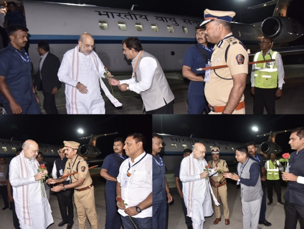 अमित शहा यांचे कोल्हापूर विमानतळावर आगमन