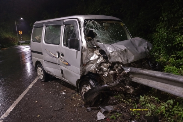 Horrific accident at Chahuchiwadi Ghat; Eeco car driver killed, two injured. Horrific accident at Chahuchiwadi Ghat; Eeco car driver killed, two injured.
