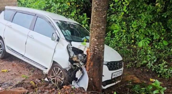 मोटार झाडावर आदळल्याने झालेला अपघात