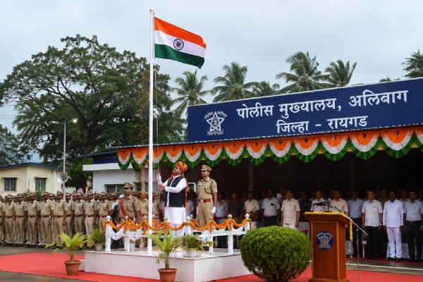 Flag hoisting by Minister Bharat Gogawale at Libage on August 15.