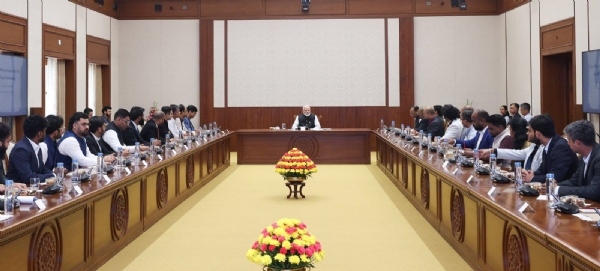 PM MODI interacts CEOs founders space startups