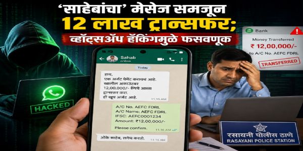 रायगड : व्हॉट्सअॅप क्रमांक हॅक करून १२ लाखांची ऑनलाइन आर्थिक फसवणूक