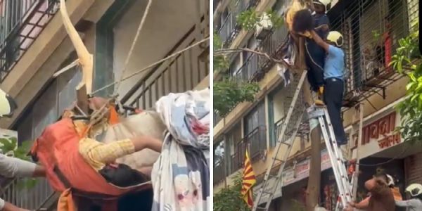 भांडुपमध्ये दहाव्या मजल्यावरून पडून महिला झाडाच्या फांद्यांमध्ये अडकली; अग्निशमन दलाने वाचवला जीव