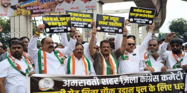 इतवारा बाजार–नागपुरी गेट उड्डाणपुलासाठी काँग्रेसचे तीव्र आंदोलन