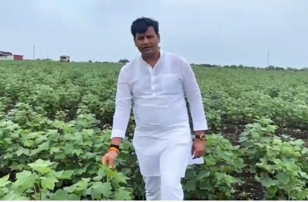 शेतकऱ्यांच्या बांधावर राणा; तूर, कापूस, सोयाबीनची केली पाहणी शेतकऱ्यांच्या बांधावर राणा; तूर, कापूस, सोयाबीनची केली पाहणी