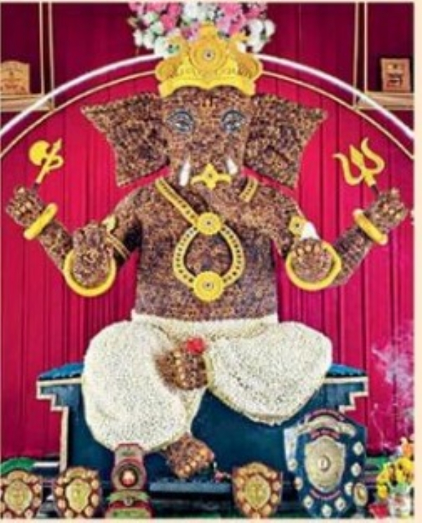 ३१ किलो अंजीर, मखाण्यांपासून साकारले गणराय ३१ किलो अंजीर, मखाण्यांपासून साकारले गणराय
