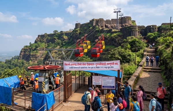 Fort Raigad ropeway service temporarily suspended; administration expresses regret.
