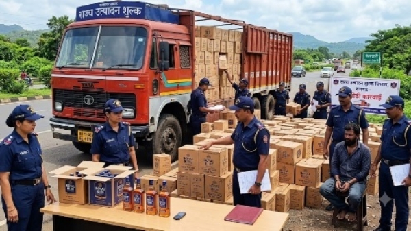 Mahad: Illegal liquor stock worth ₹1.59 crore seized. Mahad: Illegal liquor stock worth ₹1.59 crore seized.