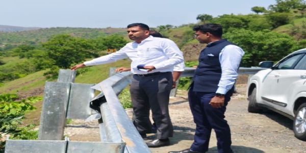 बीडच्या धारूर घाटातील ब्लॅक स्पॉटची जिल्हाधिकारी जॉन्सन यांनी केली पाहणी