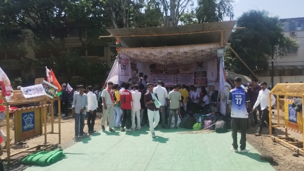 Tribal students march towards Tribal students march towards